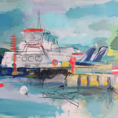 Painting of a ferry by Kate Rebbeck