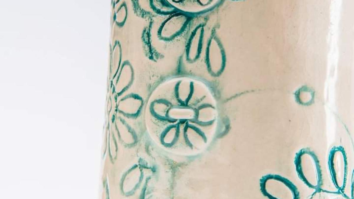 Ceramic vase with flower textures