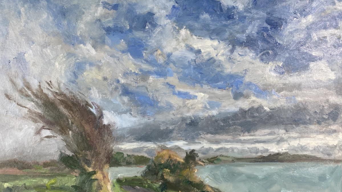 Painting of sea and sky by Pandora Butterfield